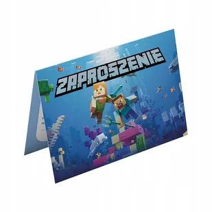 Zaproszenie Urodzint Dla Dzieci Minecraft Morskie 12Szt. - Kartki okolicznościowe i zaproszenia - miniaturka - grafika 1