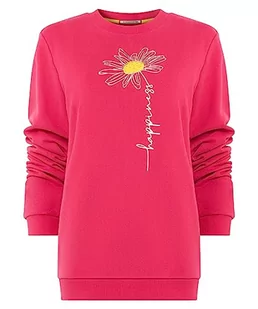 Joe Browns Damska bluza z długim rękawem i okrągłym dekoltem z napisem "Happiness", różowa, 18, magenta, 44 - Bluzy damskie - miniaturka - grafika 1
