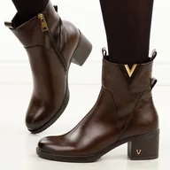 Botki damskie - Brązowe botki damskie na obcasie Vinceza 58581 - miniaturka - grafika 1