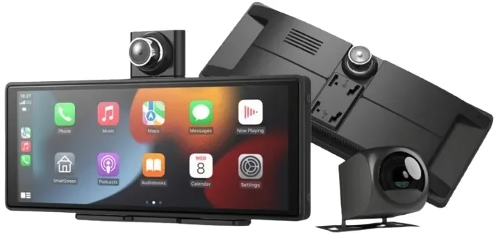 Samochodowy ekran multimedialny DS1020 DVR Carplay/Android Auto-dwie kamery