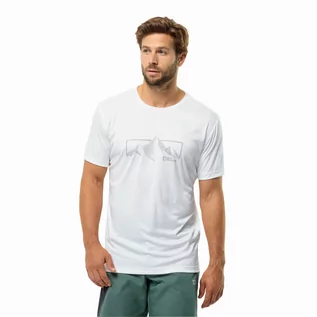 Koszulki męskie - Męska koszulka szybkoschnąca Jack Wolfskin PEAK GRAPHIC T M stark white - S - grafika 1