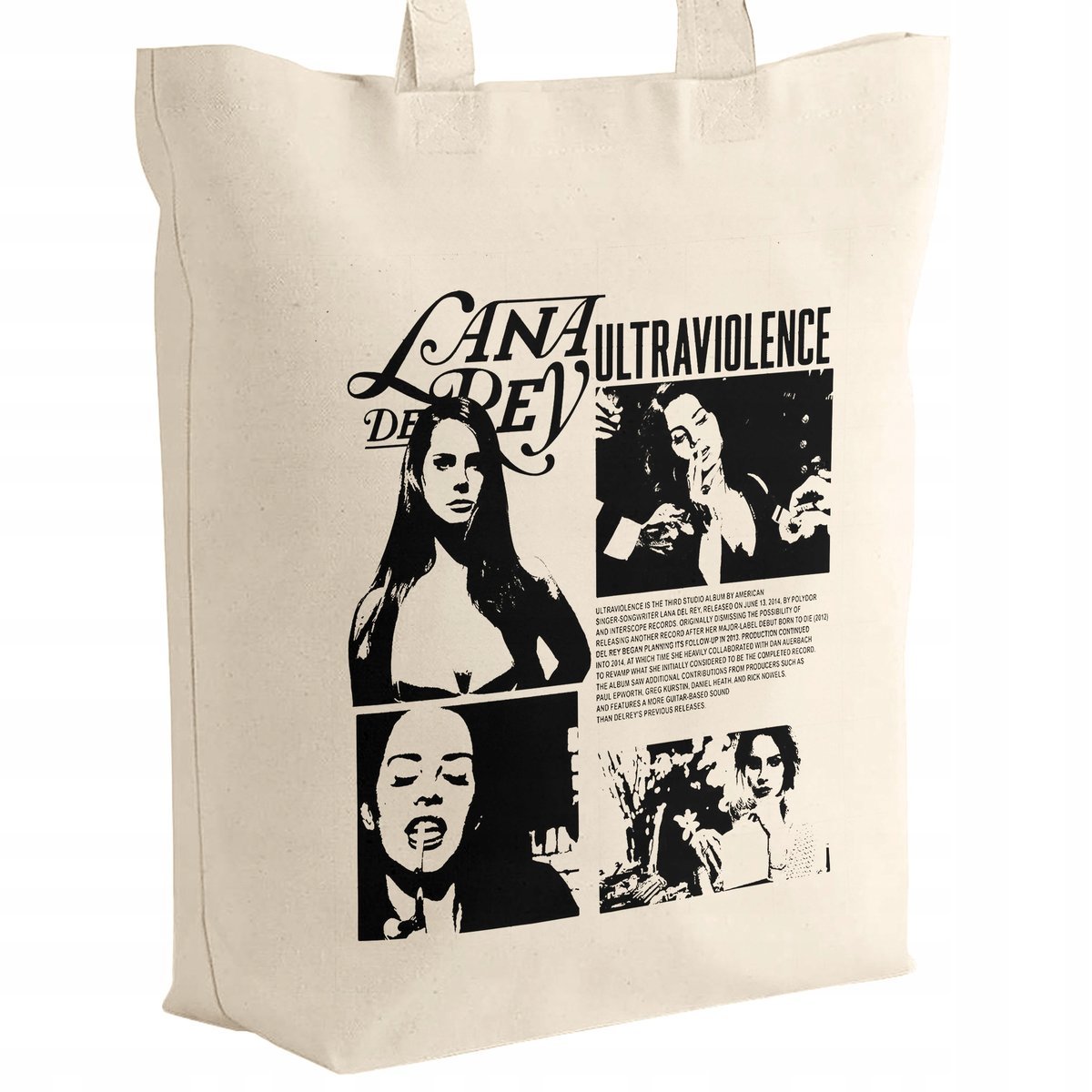 Torba bawełniana z dnem na zakupy 42x38x10 Lana Del Rey Ultraviolence