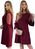 Sukienki - ELEGANCKA BORDOWA TRAPEZOWA SUKIENKA ROZMIAR 42 POLSKI PRODUCENT - miniaturka - grafika 1