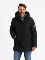 Kurtki męskie - Długa sezonowa męska kurtka w stylu outdoorowym - czarna V1 OM-JALJ-0202 L - miniaturka - grafika 1