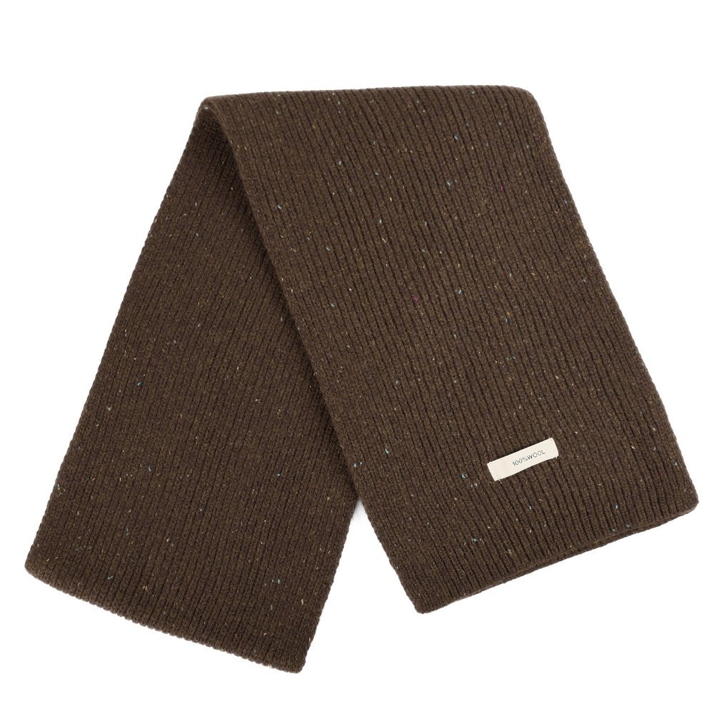 Ciepły wełniany szalik zimowy męski damski 100% wełny brązowy