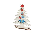 Ozdoby bożonarodzeniowe - Drewniana choinka folk świąteczna ze wzorem kaszubskim - miniaturka - grafika 1