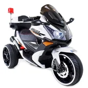 Pojazdy elektryczne dla dzieci - Import SUPER-TOYS OLBRZYMI SKUTER POLICYJNY DŹWIĘKI SYRENY MEGAFON KOGUT MIĘKKIE SIEDZENIE GAZ W MANETCE/AK550 AK-550-POLICJA - miniaturka - grafika 1