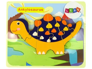 Drewniane Puzzle Dinozaury Triceratops Ankylosaurus Pomarańczowy - Puzzle - miniaturka - grafika 3
