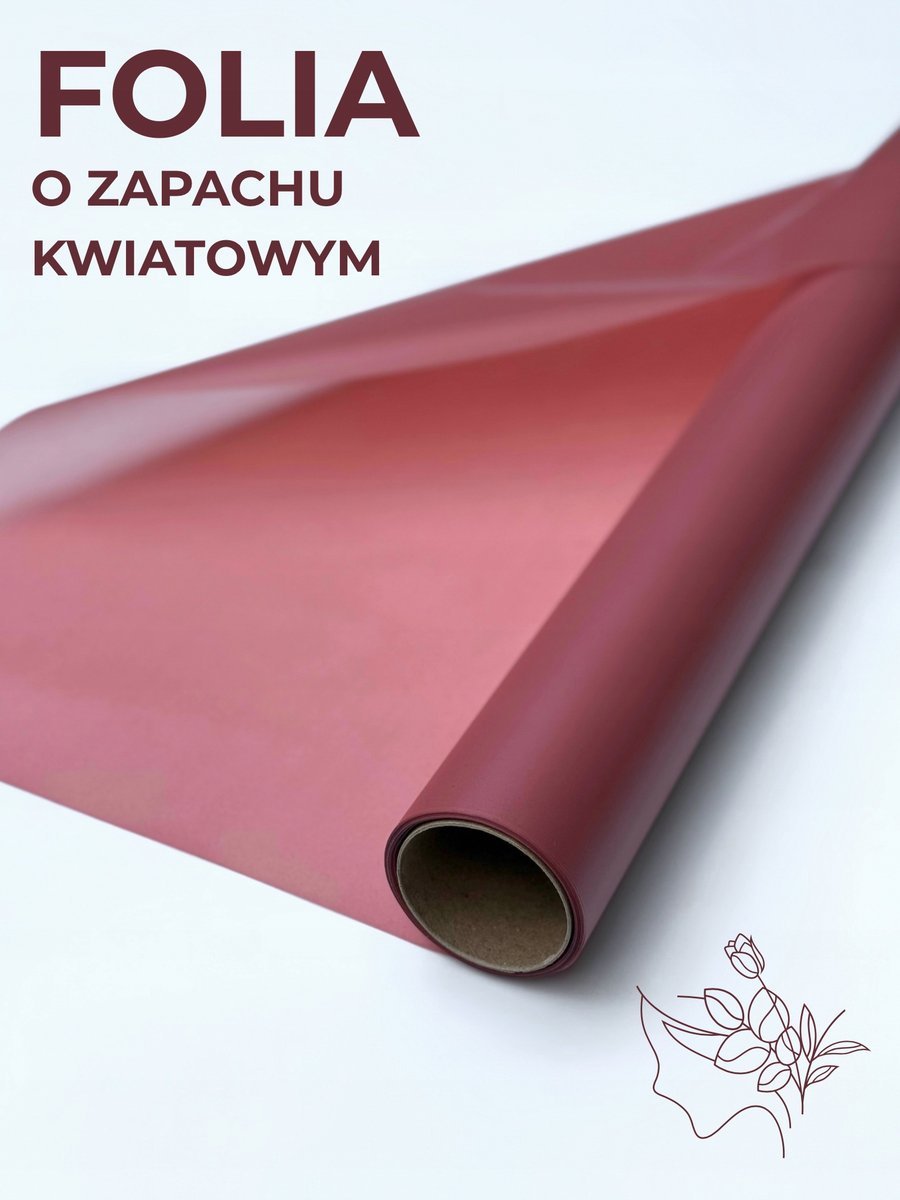 Matowa folia do pakowania o zapachu róży 50cmX9m Koral, 2340