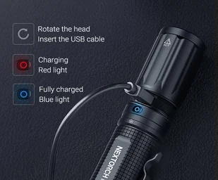 NEXTorch - Latarka taktyczna LED E52 C z akumulatorem 4800 mAh - 3000 lm - Czarna - E52C - Latarki - miniaturka - grafika 7
