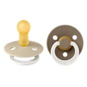 Smoczki uspokajające - Bibs Colour Night Glow, smoczek uspokajający, kauczukowy, okrągły, świecący w ciemności, rozmiar 2, Vanilla & Dark Oak, od 6 miesiąca, 2 sztuki - miniaturka - grafika 1