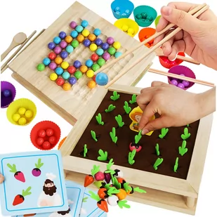 Gra pamięciowa Memory Farma, układanka Montessori, bubble shooter 2w1, nauka chwytania, trening rączki - Łamigłówki - miniaturka - grafika 1