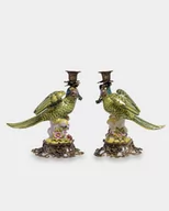 Świeczniki - Porcelanowe Świeczniki Papużki Zielone - miniaturka - grafika 1