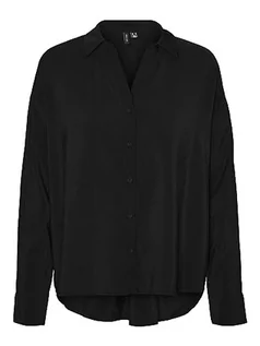 Koszule damskie - VERO MODA Koszula damska VMQUEENY L/S Oversized Shirt EXP GA, czarny, XXL - grafika 1