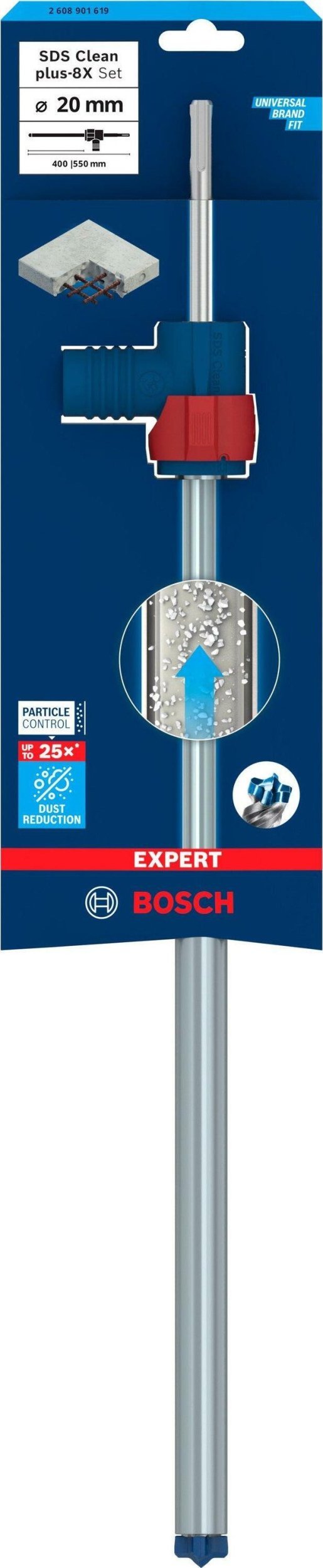 Wiertło Bosch Bosch Expert hammer drill SDS Clean plus-8X set, 20mm working length 400mm, suction drill incl. suction connection