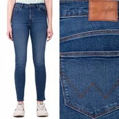 Spodnie damskie - Wrangler HIGH RISE SKINNY Lauren RURKI WYSOKI STAN CIEMNY DżINS W27 L32 - miniaturka - grafika 1
