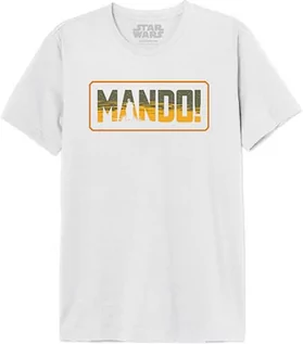 Koszulki męskie - Star Wars "Mandalorian - Mando Logo" MESWMANTS186 Koszulka męska, biała, rozmiar L, biały, L - grafika 1