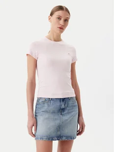 Tommy Jeans T-Shirt Essential DW0DW19447 Różowy Slim Fit - Koszulki i topy damskie - miniaturka - grafika 1