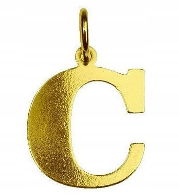 Duża złota zawieszka literka litera C srebro 925 pokryte 24K złotem