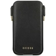 Etui i futerały do telefonów - Guess Saffiano Pouch - Torebka na telefon S/M max 6.1" czarny - miniaturka - grafika 1