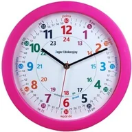 Zabawki interaktywne dla dzieci - Zegar edukacyjny do nauki czasu różowy/ 27,5cm - miniaturka - grafika 1