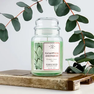Świeca zapachowa sojowa w szkle duża Purple River 623 g Eukaliptus Trawa Cytrynowa Eucalyptus Lemongrass - Świece - miniaturka - grafika 1