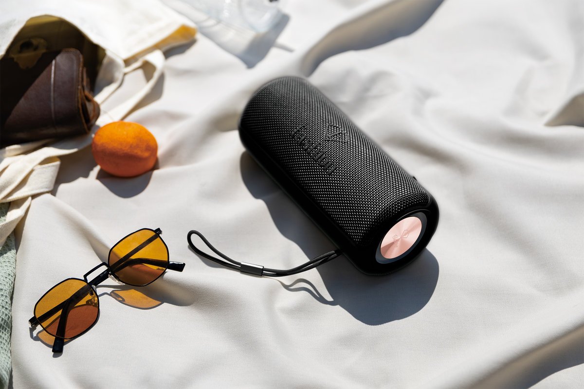 Średni głośnik przenośny Bluetooth, Fashion FTV-0117 Matte Black-Rose Gold
