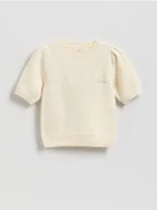 Swetry dla dziewczynek - Reserved - Sweter z krótkim rękawem - złamana biel - miniaturka - grafika 1