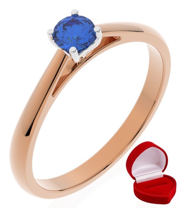 ZŁOTY PIERŚCIONEK ZARĘCZYNOWY 585 14k SZAFIR 0,19 ct RÓŻOWE ZŁOTO R26