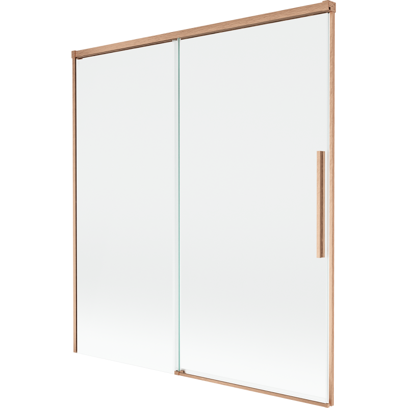 Mexen Rox parawan nawannowy 2-skrzydłowy rozsuwany 150 x 150 cm, transparent, miedź szczotkowana - 8C9-150-001-65-00