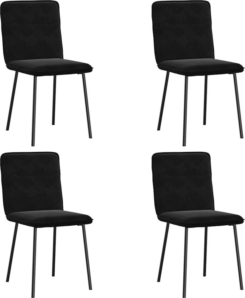 Krzesła stołowe, 4 szt., czarne, obite aksamitem