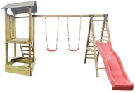 Place zabaw - Wieża Hektor z Daszkiem i Piaskownicą + Huśtawka Podwójna z Platformą I Ślizgiem - miniaturka - grafika 1