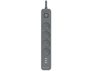 Listwy zasilające - Listwa zasilająca antyprzepięciowa TRACER Power Line+ mobile ready 1.5 m (4 gniazda + 3x USB A, 5V 2,4A) - miniaturka - grafika 1