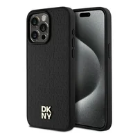 Etui i futerały do telefonów - Oryginalne Etui APPLE IPHONE 15 PRO MAX DKNY Hardcase Leather Monogram Pattern Metal Logo MagSafe (DKHMP15XPSHRPSK) czarne - miniaturka - grafika 1