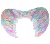 Dodatki do strojów karnawałowych - SKRZYDŁA KOLOROWE PASTELOWE PIÓRA ANIOŁ WRÓŻKA JEDNOROŻEC BAL KARNAWAŁOWY - miniaturka - grafika 1