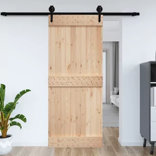 Drzwi przesuwne, 95x210 cm, lite drewno sosnowe 8720845854669 - Drzwi wewnętrzne - miniaturka - grafika 1