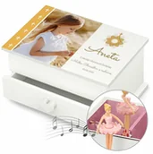 Pamiątka Pierwszej Komunii Świętej - Szkatułka na biżuterię z pozytywką i szufladką ze zdjęciem dla dziew - miniaturka - grafika 1