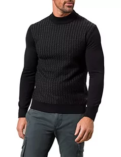 Pierre Cardin Męska kurtka dzianinowa Knit Turtle Bicolor Cable Structure, czarny, S - Kurtki męskie - miniaturka - grafika 1
