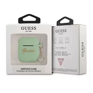 Guess GUA2LSCHSN AirPods cover zielony/green Silicone Charm Heart Collection - Akcesoria do słuchawek - miniaturka - grafika 3