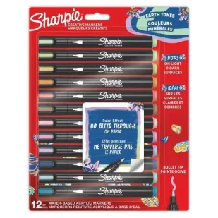 Markery akrylowe odcienie Ziemi 12 kolorów - Sharpie - Markery do tablic - miniaturka - grafika 1