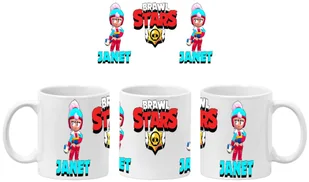 Janet Kubek Ceramiczny Prezent Tasse Mug Mug Brawl Stars Battle Arena Janet, Biały 330 ml - Kubki - miniaturka - grafika 1