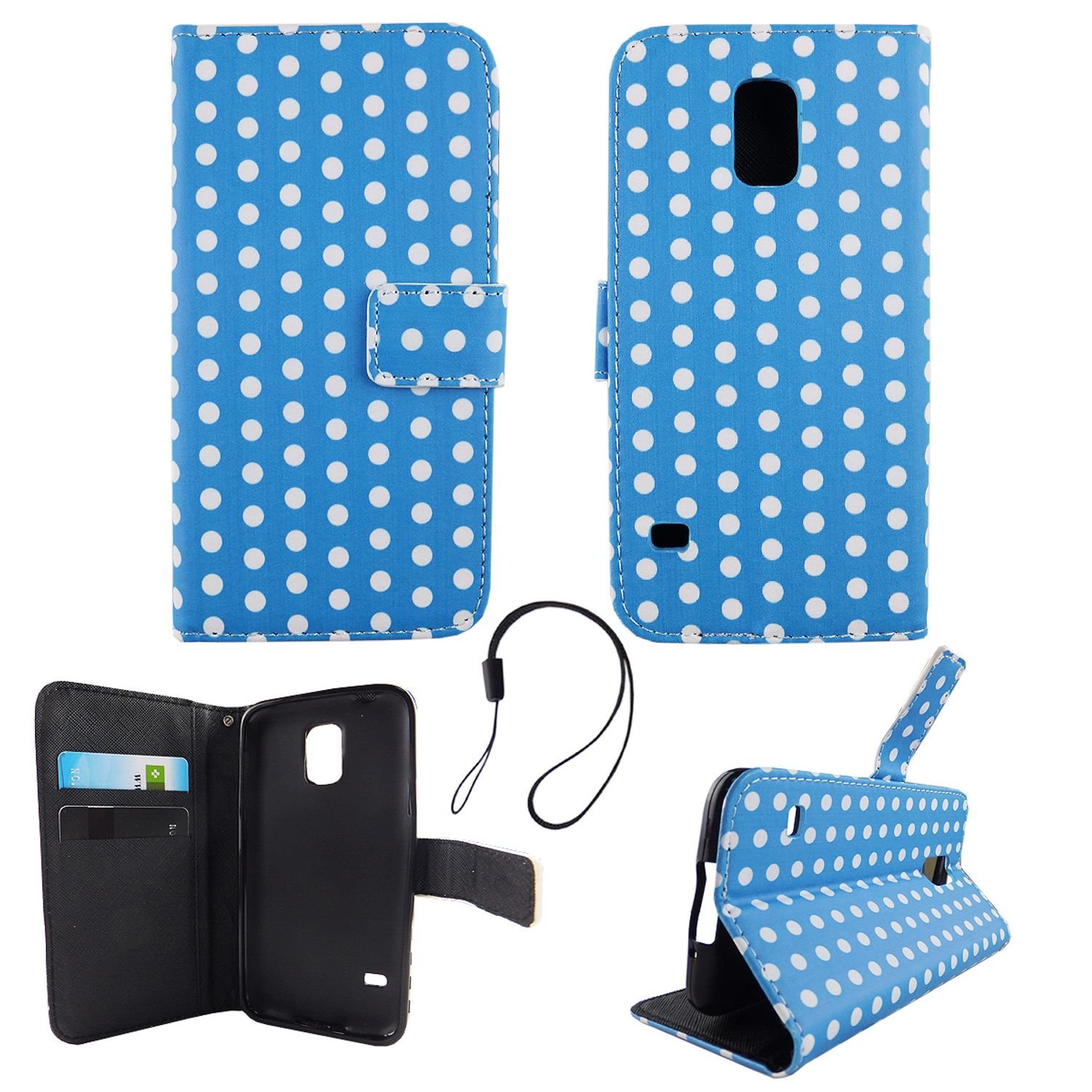 Etui na telefon komórkowy Samsung Galaxy S5 / S5 Neo Polka Dot Blue White