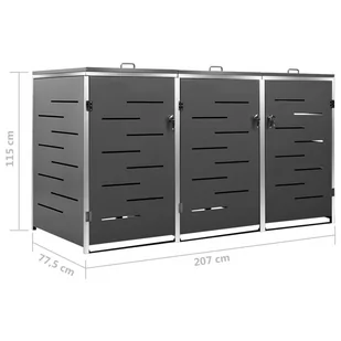 vidaXL Osłona na 3 kosze na śmieci 207x77,5x115 cm stal nierdzewna 149560 - Kosze na śmieci - miniaturka - grafika 13