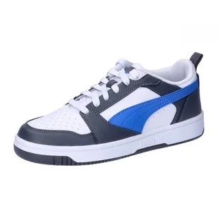 PUMA Rebound V6 LO JR, Kapcie, White-HYPERLINK Blue-Galactic Gray, 40 EU, Puma White Hyperlink Blue Galactic Szary, 40 EU - Kapcie damskie - miniaturka - grafika 1
