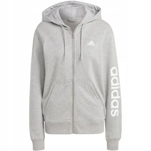 Bluza damska adidas Essentials Linear Full-Zip French Terry Hoodie szara IC - Bluzy damskie - miniaturka - grafika 1