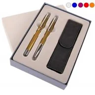 Pióra wieczne - Cresco Pióro wieczne i długopis Elegant + etui, mix kolorów - miniaturka - grafika 1