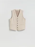 Kurtki męskie - Reserved - Kamizelka garniturowa w kratę - beżowy - miniaturka - grafika 1