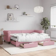 Sofy i kanapy - vidaXL Sofa rozsuwana z szufladami, różowa, 80x200 cm, aksamit - miniaturka - grafika 1