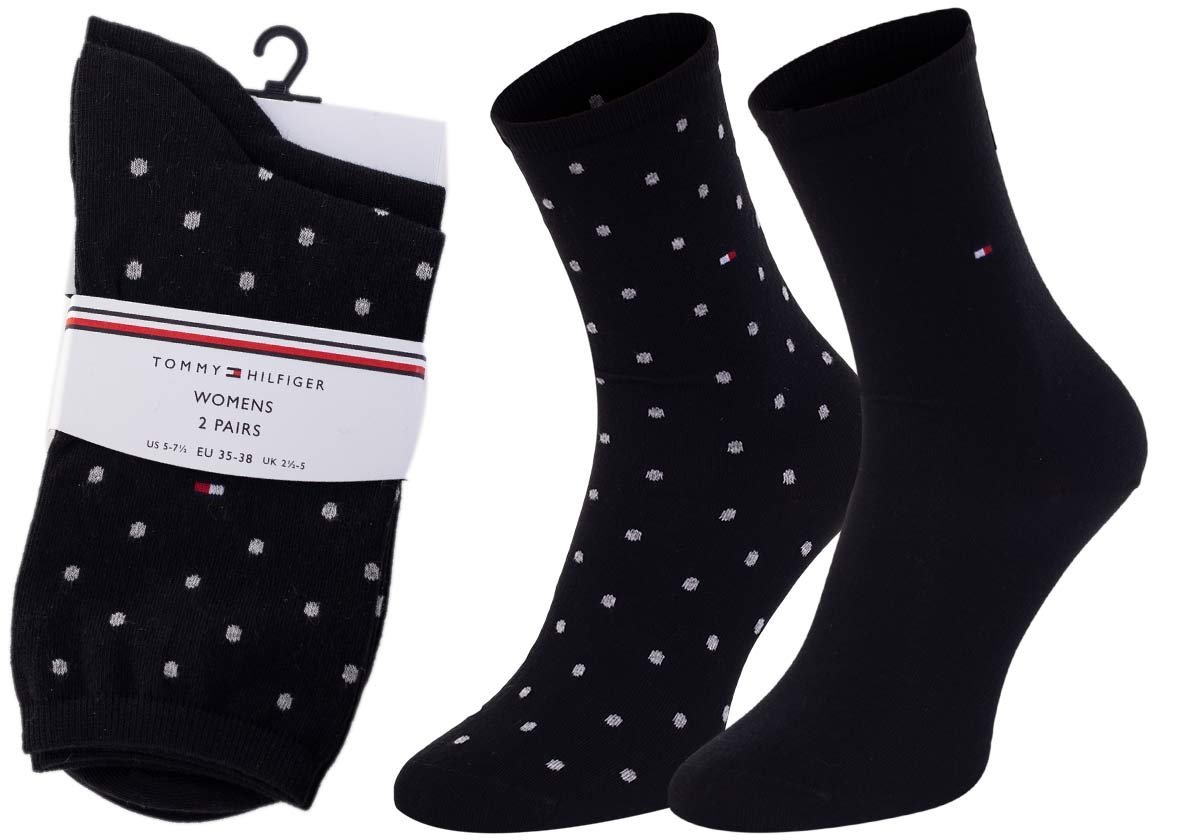 TOMMY HILFIGER DAMSKIE SKARPETY SKARPETKI 2P BLACK 100001493 001 - Rozmiar: 35-38