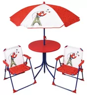 Stoliki dla dzieci - FUN HOUSE 713592 Igrzyska Olimpijskie Paryż 2024 salon ogrodowy JO dla dzieci ze stołem H.46 X Ø46 CM, dwa krzesła H.53 X L.38,5 X P.37,5 CM I parasol H.125 X Ø 100 CM, biały czerwony - miniaturka - grafika 1